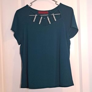 Love Scarlett Blouse Rhinestone Detail Office Business Size Petite Large NWOT